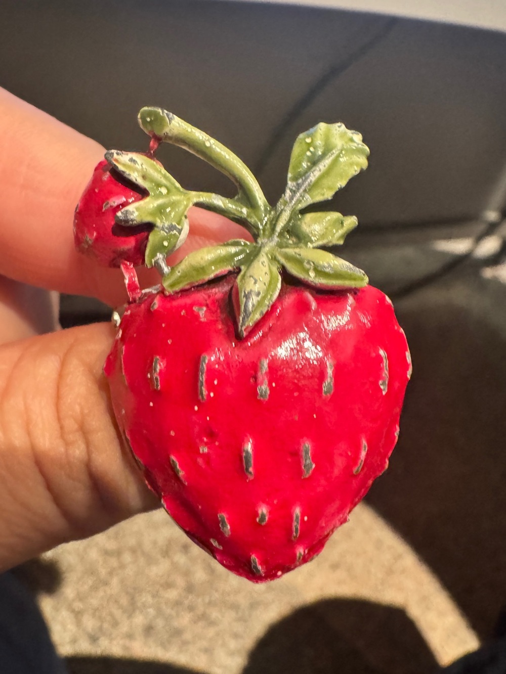 Vintage Red Strawberry Brooch pin